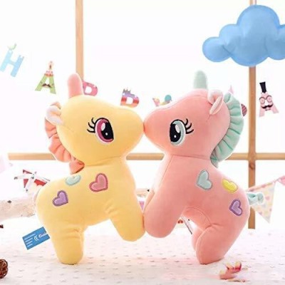 Liquortees 2 Pcs Unicorn Combo soft Toys for Kids 25 cm Yellow and Pink Color  - 25 cm(Multicolor)