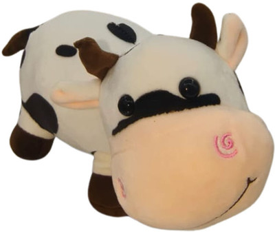 ToyShip Toy Ship Soft Plush Cow Toy for Kids – Cute Black and White Stuffed Animal  - 19 cm(White)