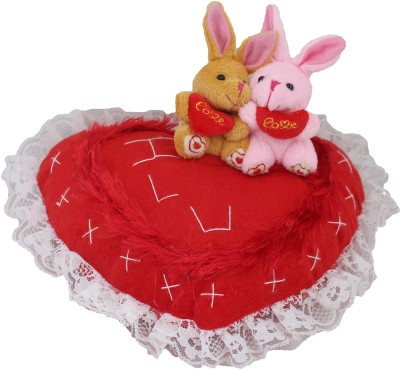 Tickles Loving Couple Rabbit Sitting on Beautiful Special Valentine Day gift  - 20 cm(Red)
