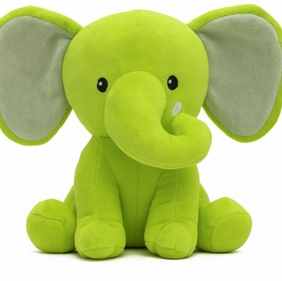 Toyingly Green Elephant Plush Toy Soft & Cuddly Stuffed Animal for Kids  - 35 cm(Green)