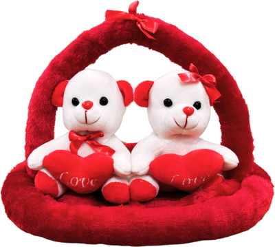 stuff tree Valentine Day Teddy Bear Couple set Red and White Surprise Gift  - 30 cm(Red, White)