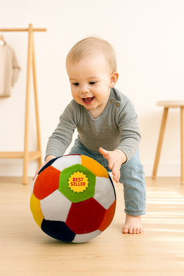 FUN KIDS Soft Rattle Ball for Kids (20cm) | Premium Plush Sound Toy for Baby Playtime  - 7 cm(White)
