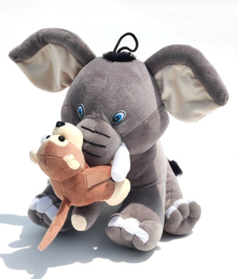 Ruvedu 35 Elephant with Monkey  - 35 cm(Grey)