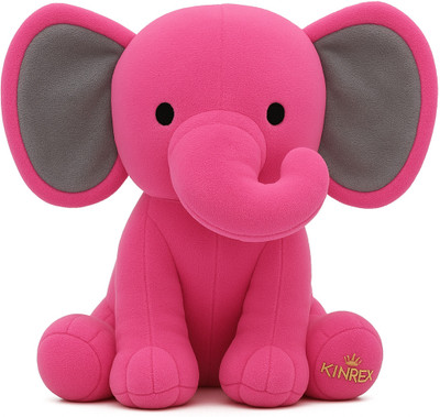 Toyingly Bright Pink Elephant Plush Toy Soft & Cuddly Stuffed Animal for Kids  - 35 cm(Pink)