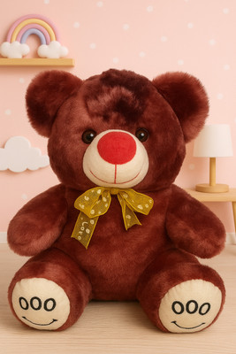 Happie Hugs Premium Soft Fur Teddy Bear – Burgundy Red Plush | Ultra-Soft, Cuddly Gif  - 17 cm(Brown)