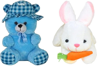 MHK RABBIT & BLUE CAP Soft Stuffed Toy  - 18 cm(Multicolor)