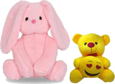 Gking Cute Pink Huggable Stuffed Bunny With Love Soft Toy For Kids  - 35 cm(Multicolor)