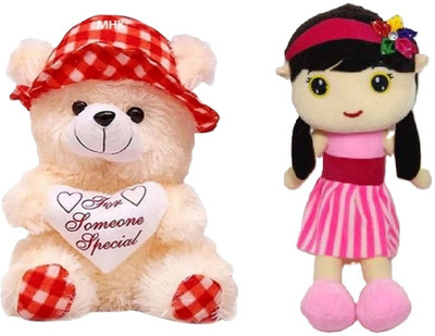 MHK SOFIA & BUTTER RED CAP Soft Stuffed Toy  - 18 cm(Multicolor)