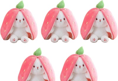 sai ji Zipper Bunny Soft Toy Strawberry Rabbit Teddy Bear (30CM)  - 30 cm(Red:White)