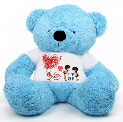 Hug 'n' Feel SOFT TOYS Teddy Bear for Wearing a LOVE SPECIAL T-Shirt 4 feet Blue  - 122 cm(Blue)