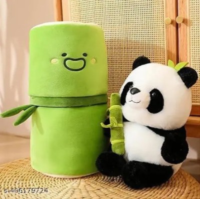 RSS SOFT TOYS Trending Soft Toy Bamboo Panda Plush With Keychain Gift For Kids,wife  - 30 cm(Green, Black White Panda)