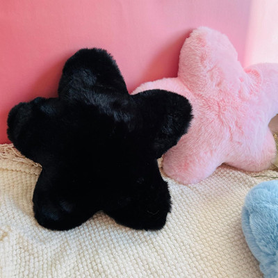 KNEFT Cloud-Shaped Plush Decorative Pillow, Soft Faux Fur Microfibre Solid Cushion Pack of 2(Black, Pink)