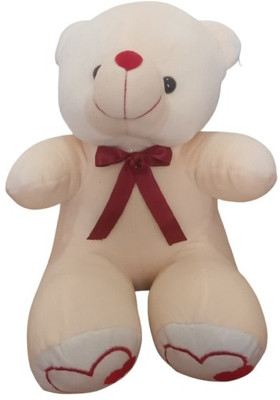 GrowMore White Teddy with Red Bow  - 5 cm(Cream White and Red)