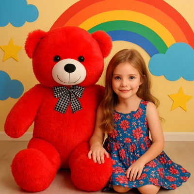 Krishna Creation 3 Ft Red Teddy Bear Plush Soft Gift for Girls  - 90 cm(Red)