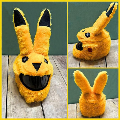 BestLook Pikkachuu Shape Bunny Helmet Cover for Riders | Motorcycle Motorbike Helmet(Yellow)