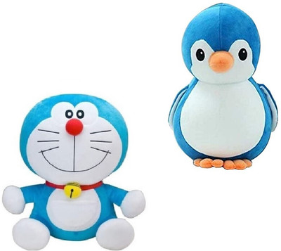 sai ji Soft Toy Combo Set Doremon and Sky Penguin Stuffed Toy for Kids  - 30 cm(Multicolor)