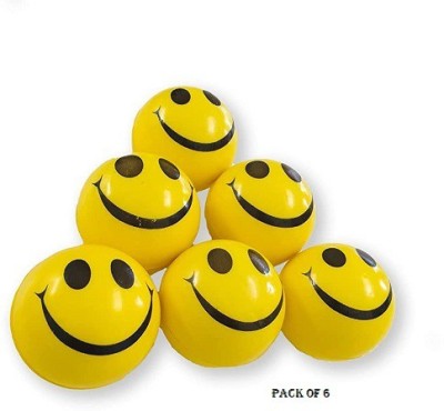 dishvy Smiley Face Squeeze Ball ( 7 cm ), Yellow Ball Stress Reliever Ball, Pack of 6  - 10 mm(Yellow)
