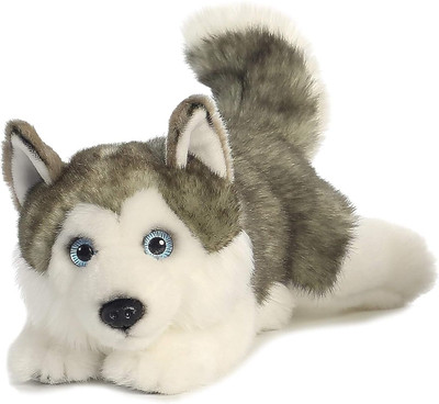Sonpal World Miyoni Lying Husky Plush Toy – Soft Stuffed Animal  - 35 cm(White, Grey)