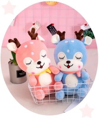 Teddy Daddy ReinDeer Super Soft Stuffed Toy For Kids Pink and Blue ( 35 cm )  - 35 cm(Multicolor)