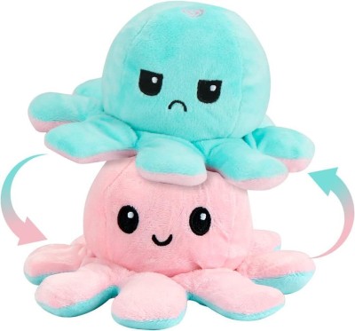 Trendller Stuffed Toy Reversible Octopus Mood Expression Happy and Sad Toy for Kids  - 20 cm(Multicolor)