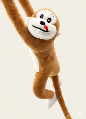 R.B. Fashion Hanging Monkey Soft Toy for Kids – Plush Stuffed Animal with Velcro Hands 28cm  - 6 cm(Brown)