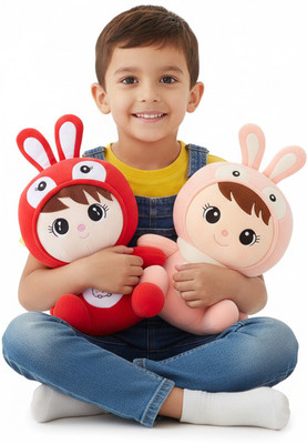 AG Enterprises Premium Rabbit Ear Soft Dolls | Combo Pack of Cute Stuffed Toys  - 30 cm(Red, Pink)