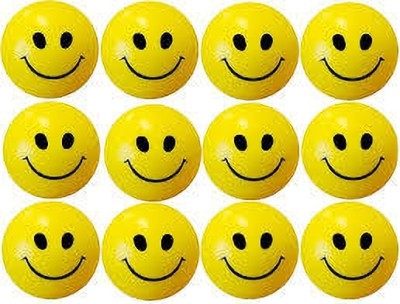 ABS Emoji Smiley Face Foam Ball Squeeze Stress Ball Relief (Yellow) (Pack Of 12)  - 7 cm(Yellow)