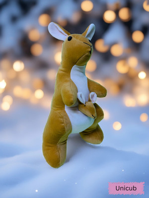 Unicub Beatiful Kangaroo Stuffed toy Hugable soft Kangaroo with a joey (Baby Kangaroo)  - 44 cm(Brown, White)