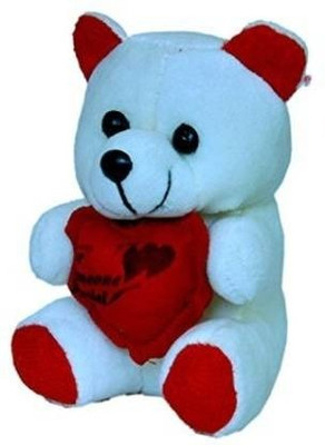 sai ji A Cute Soft Stuffed White Love Teddy Bear with Red Heart For Someone Special  - 20 cm(White)