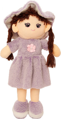 BlingNBeats Soft Plush Doll with 2 Shade Purple Dress & Hat | Cute Doll Kids and Girls  - 45 cm(Purple)
