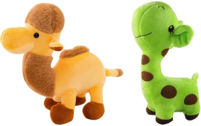 Tickles Cute Camel & Giraffe Soft Stuffed Plush Animals Toy For Kid  - 20 cm(Brown, Green)