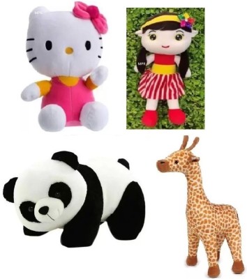 Nuiso Playing RedSofia,HelloKitty,Giraffe & Panda Kids boys, girls cute teddy bear  - 26 cm(Multicolor)