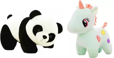 Nihan Enterprises Best Quality Stuffed Soft SkyBlue Unicorn and Panda for Kids  - 30 cm(skyblue, black & white)