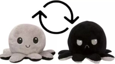 Toyingly Reversible Black Grey Octopus Soft Toy Cute Kids Birthday Present  - 20 cm(Multicolor)