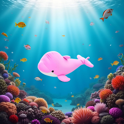 LushiePaws Fish Soft Toys Dolphin Shark for Kids Girls Brith Sea ​​Creatures  - 15 cm(Pink)