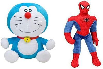 sai ji Soft Toy Combo 2 Plush Doremon & Spiderment Birthday Gift for Kids  - 30 cm(Multicolor)
