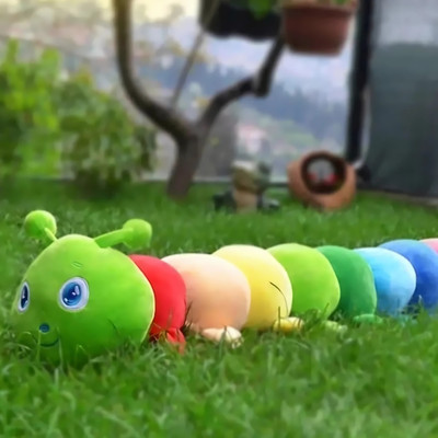 jr jack & rose Multicolor Caterpillar Plush – A Soft, Huggable, and Playful soft toy  - 40 cm(Green)