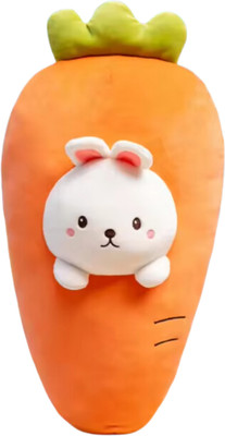TechMax Solution CUTE CARROT BUNNY PLUSH TOY  - 30 cm(Orange)