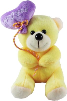 Tickles Sweet I Love You Balloon Heart Teddy  - 18 cm(Yellow, Purple)