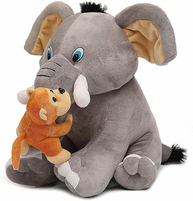shri walli toys monkey elephant-12  - 35 cm(Grey)