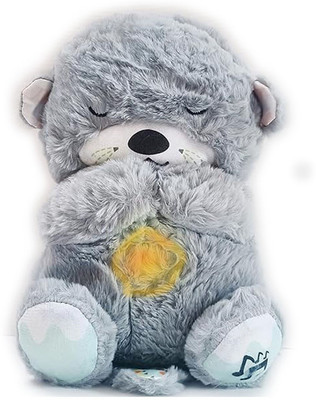PIRU 1 Breathing Teddy Otter Glowing Music for Baby Sensory Sleep Rhythmic Soft Toy  - 10 cm(Multicolor)