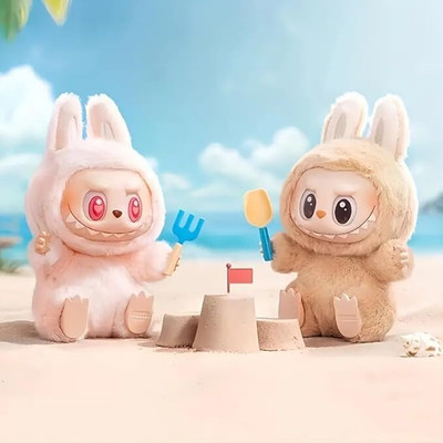 ANJANI Labubu Inspired Fluffy Plush Dolls Cute Bunny Toy Set with Expressions KeyChain  - 17 cm(Multyicolour)