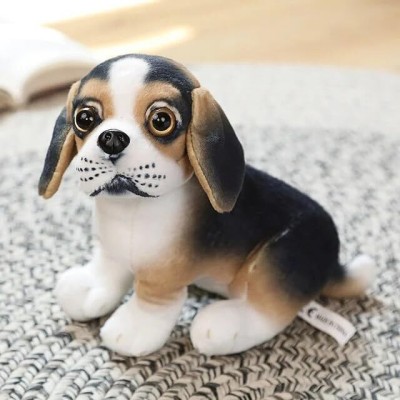 Tickles Simulation Cute Puppy Dog Soft Stuffed Plush Animal Toy For Kids Boys & Girls  - 32 cm(Black & Brown)