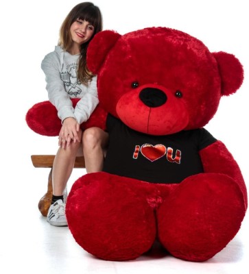 AVSHUB Stuffed 3 Feet Giant Teddy Bear with I Heart You T-Shirt for Girls  - 20 cm(Red)