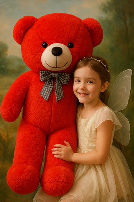 Krishna Creation 3 Ft Red Teddy Bear Plush Cute Huggable Gift Toy  - 90 cm(Red)
