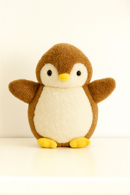 Toyingly Plush Fur Penguin Soft Toy, Brown, Stuffed Animal  - 30 cm(Brown)