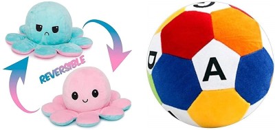 sai ji Reversible Octopus Soft Toy for Kids with Free ABCD Stuffed Plush Ball  - 30 cm(Multicolor)