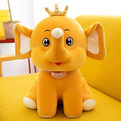 snuglystuff Elephant with Crown, Stuffed Plush For Kids Soft Toy, Gifts, Crown Elephant  - 30 cm(Orange)