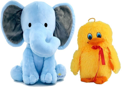 Gking Highy Quality Elephant Sitting With Cute Duck Plush Soft Toy For Kids  - 30 cm(Multicolor)