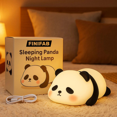 FINIFAB Cute Sleeping Panda Night Light for Kids,Nursery 7-Color Changing Lamp White  - 6 inch(White)